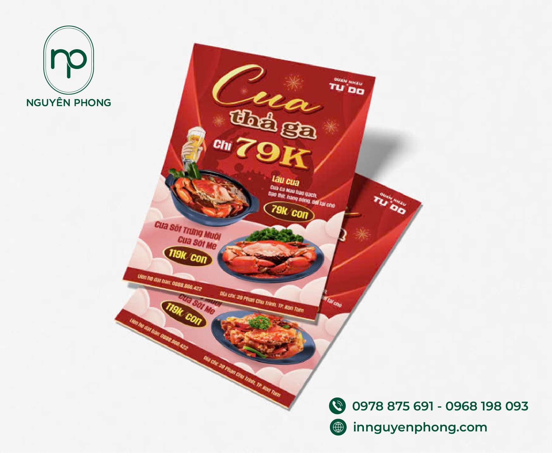 Mẫu in tờ rơi đồ ăn hải sản 